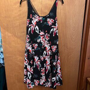 Athleta x Derek Lam 10C Lily Nolita Floral Black Tie Waist Dress, size large